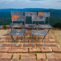 Cool set with 5 antique French bistro folding chairs, folding chair