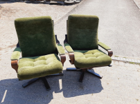 Unique 70's set of 6 vintage design swivel chairs, swivel armchair.