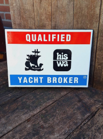 Enamel Hiswa boat sign Qualified Yacht Broker.