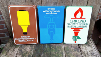 Set of 3 New Old Stock installers signs from Langcat Bussum.