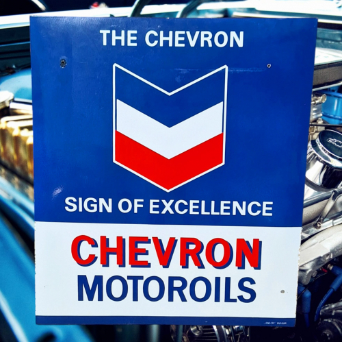 XL enamel advertising sign Chevron Motoroil😎