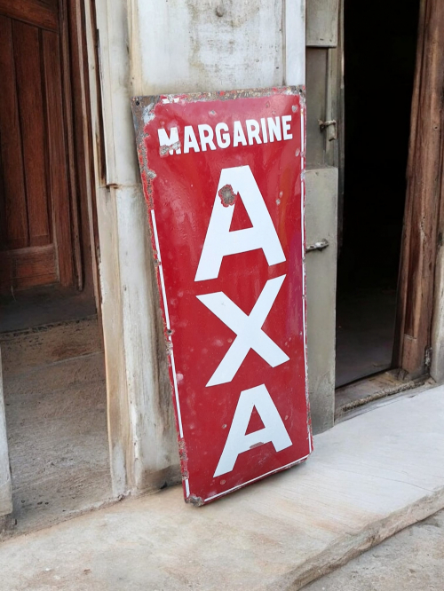 Enamel sign Margarine AXA from the 1930s.