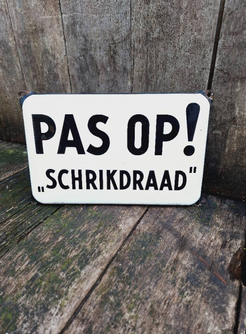 Stoer emaille waarschuwingsbord️⚠️ PAS OP! 