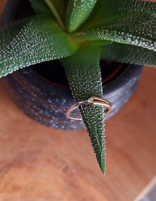 14 carat gold ladies ring, yellow and white gold, 0.02 crt.💎